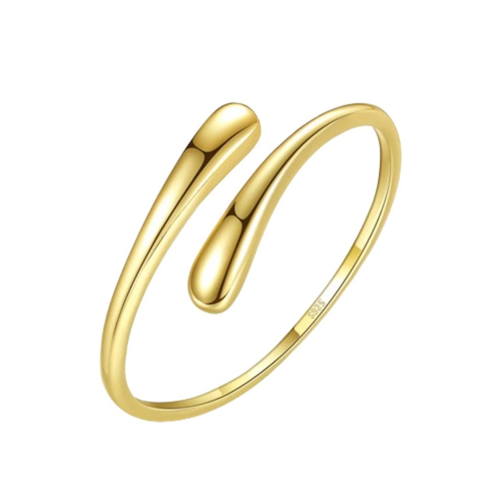 Brand New 14K Gold Over Sterling Silver Smooth Wrap Around Adjustable Ring
